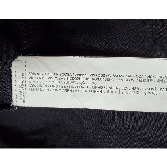 MNG Mango casual size 4 Loli linen blend 3/4 sleeves v neck midi dress black - Picture 10 of 14